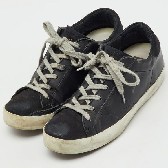 Golden Goose Black Leather Superstar Low Top Sneakers Size 37 - Picture 2 of 7